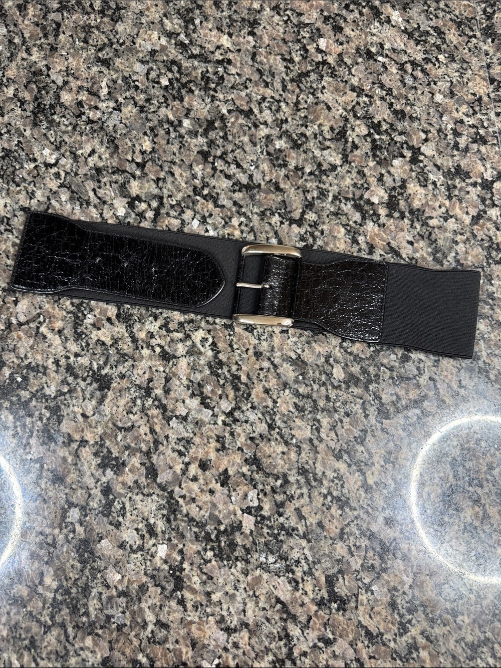 Express Black Elastic Belt with Leather Trim and Silver Buckle NWOT